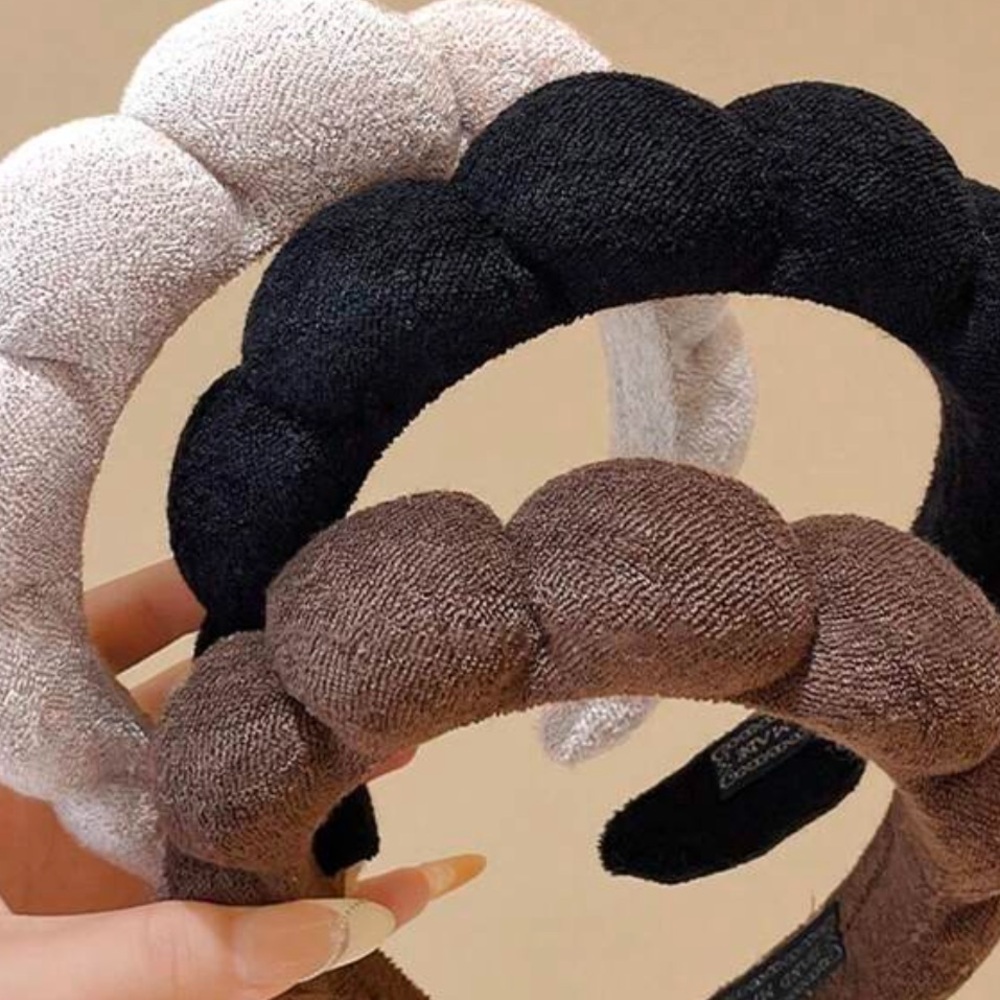 3pcs Women's Thick Fuzzy headbands light blue/ brown combo 3 pack NTW - Picture 2 of 16